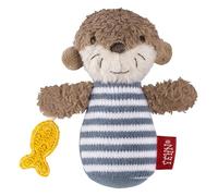 Fehn Mini sonaglio Lontra Theo - Gioco da afferrare, scuotere e toccare | Con morbido animaletto in tessuto per giocare - fedele compagno per neonati e bambini dalla nascita