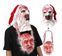 Fehodun Art the Clown Mask - Terrifier Killer Clown, Scary Halloween Joker, Creepy Cosplay Costume Horror Sanguinoso Accessori di scena per adulti