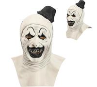 Fehodun Art the Clown Mask Terririer Killer Clown Maschera Scary Halloween Joker Maschera Creepy Cosplay Costume Maschera Horror Sanguinata Accessori di scena per adulti