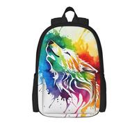 FeHuew Tie Dye Howl Wolf - Zaino per bambini per la scuola da 17 pollici, per computer portatile, casual, unisex, 1-5° grado