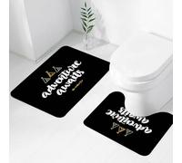 FEHWI Set Tappeti Bagno 2 Pezzi in Microfibra - Tappetino da Bagno Morbido e Antiscivolo - Durevole e Assorbente,Citazione, L'avventura ti aspetta Calligrafia moderna con tende scarabocchiate e u