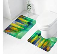 FEHWI Set Tappeti Bagno 2 Pezzi in Microfibra - Tappetino da Bagno Morbido e Antiscivolo - Durevole e Assorbente,Set di fiori ad acquerello, stile astratto, primaverile, floreale, acquarello