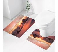 FEHWI Set Tappeti Bagno 2 Pezzi in Microfibra - Tappetino da Bagno Morbido e Antiscivolo - Durevole e Assorbente,Lake Decor, alba sulle Alpi svizzere con una vista magica sul paradiso naturale mo