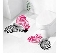 FEHWI Set Tappeti Bagno 2 Pezzi in Microfibra - Tappetino da Bagno Morbido e Antiscivolo - Durevole e Assorbente,Zebra rosa, coppia di zebre africane con teste a forma di cuore per un matrimonio
