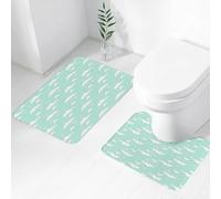 FEHWI Set Tappeti Bagno 2 Pezzi in Microfibra - Tappetino da Bagno Morbido e Antiscivolo - Durevole e Assorbente,Nuvole bianche e soffici in stile cartone animato, motivo scarabocchio in un cielo