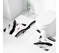 FEHWI Set Tappeti Bagno 2 Pezzi in Microfibra - Tappetino da Bagno Morbido e Antiscivolo - Durevole e Assorbente,Adolescente, volto di donna astratto barocco e cappello decorato, design vecchio s