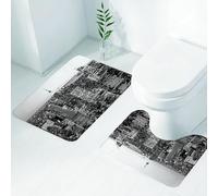 FEHWI Set Tappeti Bagno 2 Pezzi in Microfibra - Tappetino da Bagno Morbido e Antiscivolo - Durevole e Assorbente,New York, Manhattan Panorama Alti edifici cittadini famosi monumenti degli Stati U