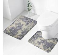 FEHWI Set Tappeti Bagno 2 Pezzi in Microfibra - Tappetino da Bagno Morbido e Antiscivolo - Durevole e Assorbente,Motivo con paesaggi con vecchie campagne e persone con cavalli, alberi, donne con