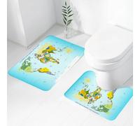 FEHWI Set Tappeti Bagno 2 Pezzi in Microfibra - Tappetino da Bagno Morbido e Antiscivolo - Durevole e Assorbente,Wanderlust Decor, mappa del mondo con paesi e capitali della terra con oceani