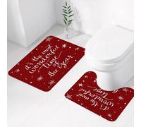 FEHWI Set Tappeti Bagno 2 Pezzi in Microfibra - Tappetino da Bagno Morbido e Antiscivolo - Durevole e Assorbente,Citazione, Concetto di Natale: È il periodo più meraviglioso dell'anno, Frase e Fi
