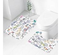 FEHWI Set Tappeti Bagno 2 Pezzi in Microfibra - Tappetino da Bagno Morbido e Antiscivolo - Durevole e Assorbente,Bicicletta retrò, vintage, vettore, vecchio stile, carino, hipster, veicolo da tra