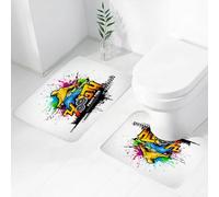 FEHWI Set Tappeti Bagno 2 Pezzi in Microfibra - Tappetino da Bagno Morbido e Antiscivolo - Durevole e Assorbente,Gioventù, Giovane Uomo Hip Hop Cultura Graffiti Arte e Stress