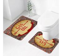 FEHWI Set Tappeti Bagno 2 Pezzi in Microfibra - Tappetino da Bagno Morbido e Antiscivolo - Durevole e Assorbente,Decorazione per caverna dell'uomo, un cartello retrò con freccia arrugginita e tes