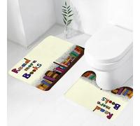 FEHWI Set Tappeti Bagno 2 Pezzi in Microfibra - Tappetino da Bagno Morbido e Antiscivolo - Durevole e Assorbente,Leggi altri libri, il libro colorato Leggi altri libri contiene libreria e frase L