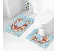 FEHWI Set Tappeti Bagno 2 Pezzi in Microfibra - Tappetino da Bagno Morbido e Antiscivolo - Durevole e Assorbente,Lettera C, disegno di vita marina, lettera C dell'alfabeto su sfondo decorativo da