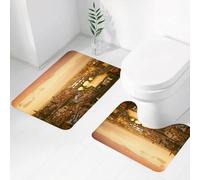FEHWI Set Tappeti Bagno 2 Pezzi in Microfibra - Tappetino da Bagno Morbido e Antiscivolo - Durevole e Assorbente,Wanderlust Decor, Ponte Vecchio Italia Bridge Bird Eye Sun, Morbido e accogliente
