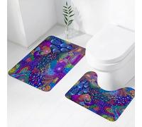 FEHWI Set Tappeti Bagno 2 Pezzi in Microfibra - Tappetino da Bagno Morbido e Antiscivolo - Durevole e Assorbente,Sotto il mare con un design concettuale di corallo con un eco che esplode, illustr