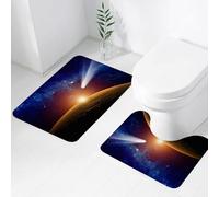 FEHWI Set Tappeti Bagno 2 Pezzi in Microfibra - Tappetino da Bagno Morbido e Antiscivolo - Durevole e Assorbente,Spazio, coda di cometa in avvicinamento al pianeta Marte, fantastico scenario del