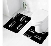 FEHWI Set Tappeti Bagno 2 Pezzi in Microfibra - Tappetino da Bagno Morbido e Antiscivolo - Durevole e Assorbente,Testo bianco su sfondo nero: Ti penso, Mi manchi, Ho bisogno di te, Ti amo
