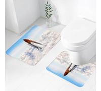 FEHWI Set Tappeti Bagno 2 Pezzi in Microfibra - Tappetino da Bagno Morbido e Antiscivolo - Durevole e Assorbente,La navetta che corre tra le nuvole, la navetta viene avviata tra le nuvole e la sc