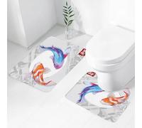 FEHWI Set Tappeti Bagno 2 Pezzi in Microfibra - Tappetino da Bagno Morbido e Antiscivolo - Durevole e Assorbente,Arte di pesci koi, una coppia di koi colorati in una posa aggraziata su uno sfondo
