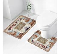 FEHWI Set Tappeti Bagno 2 Pezzi in Microfibra - Tappetino da Bagno Morbido e Antiscivolo - Durevole e Assorbente,Arazzo degli antichi dei egizi, faraone e geroglifici, la figura sacra, arte e sac