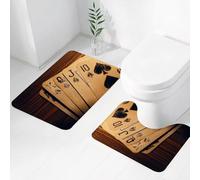 FEHWI Set Tappeti Bagno 2 Pezzi in Microfibra - Tappetino da Bagno Morbido e Antiscivolo - Durevole e Assorbente,Decorazioni per tornei di poker, vecchie carte, morbide e accoglienti