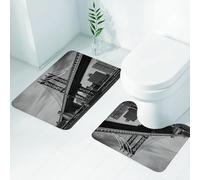 FEHWI Set Tappeti Bagno 2 Pezzi in Microfibra - Tappetino da Bagno Morbido e Antiscivolo - Durevole e Assorbente,New York, ponte di New York, immagine d'epoca del fiume East Hudson