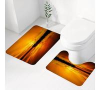 FEHWI Set Tappeti Bagno 2 Pezzi in Microfibra - Tappetino da Bagno Morbido e Antiscivolo - Durevole e Assorbente,Fotografia del tramonto sul lago, riflesso del cielo, natura, tramonto, riflesso d