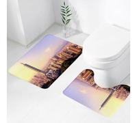 FEHWI Set Tappeti Bagno 2 Pezzi in Microfibra - Tappetino da Bagno Morbido e Antiscivolo - Durevole e Assorbente,Vista iconica di Taipei, Taipei 101 si erge tra città frenetiche e montagne lontan