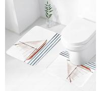 FEHWI Set Tappeti Bagno 2 Pezzi in Microfibra - Tappetino da Bagno Morbido e Antiscivolo - Durevole e Assorbente,Nautico, lascia che i tuoi sogni navighino, citazione con barca tra le onde, motiv
