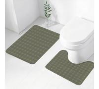 FEHWI Set Tappeti Bagno 2 Pezzi in Microfibra - Tappetino da Bagno Morbido e Antiscivolo - Durevole e Assorbente,Tartan, ornamento in stile scozzese, piastrelle tartan in toni pastello, geometric