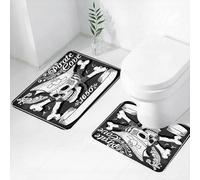 FEHWI Set Tappeti Bagno 2 Pezzi in Microfibra - Tappetino da Bagno Morbido e Antiscivolo - Durevole e Assorbente,Lavagna con bandiera nera vintage della Baia dei Pirati. Set di tatuaggi con logo