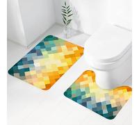 FEHWI Set Tappeti Bagno 2 Pezzi in Microfibra - Tappetino da Bagno Morbido e Antiscivolo - Durevole e Assorbente,Giallo e blu, motivi sfumati in realtà