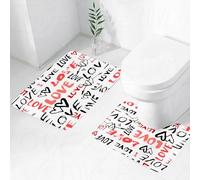 FEHWI Set Tappeti Bagno 2 Pezzi in Microfibra - Tappetino da Bagno Morbido e Antiscivolo - Durevole e Assorbente,San Valentino, lettering d'amore disegnato a mano in stile scarabocchio con pennel