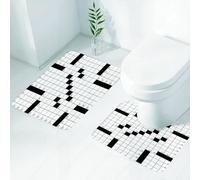FEHWI Set Tappeti Bagno 2 Pezzi in Microfibra - Tappetino da Bagno Morbido e Antiscivolo - Durevole e Assorbente,Griglia digitale misteriosa, la disposizione con griglie quadrate bianche e nere f