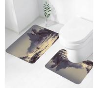 FEHWI Set Tappeti Bagno 2 Pezzi in Microfibra - Tappetino da Bagno Morbido e Antiscivolo - Durevole e Assorbente,Decorazione medievale, fantastico dipinto di un re che cammina nel mare, racconto
