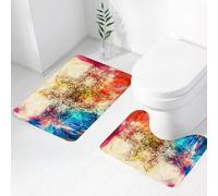 FEHWI Set Tappeti Bagno 2 Pezzi in Microfibra - Tappetino da Bagno Morbido e Antiscivolo - Durevole e Assorbente,Mandala, disegno originale ornato di Mandala su motivo mistico col