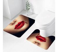 FEHWI Set Tappeti Bagno 2 Pezzi in Microfibra - Tappetino da Bagno Morbido e Antiscivolo - Durevole e Assorbente,Labbra di donna vampiro sexy con sangue che gocciola, primo piano glamour di Hallo