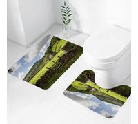 FEHWI Set Tappeti Bagno 2 Pezzi in Microfibra - Tappetino da Bagno Morbido e Antiscivolo - Durevole e Assorbente,Pastori rurali, fotografia di paesaggi rurali di pastori, promozione del turismo r