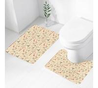 FEHWI Set Tappeti Bagno 2 Pezzi in Microfibra - Tappetino da Bagno Morbido e Antiscivolo - Durevole e Assorbente,Decorazione parigina, scarabocchio a tema cultura francese con cornetti, cappelli,