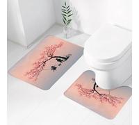 FEHWI Set Tappeti Bagno 2 Pezzi in Microfibra - Tappetino da Bagno Morbido e Antiscivolo - Durevole e Assorbente,Albero della vita, bambini che giocano su un'altalena con pneumatici sotto il cili