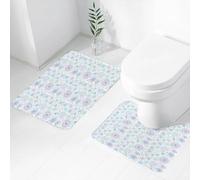 FEHWI Set Tappeti Bagno 2 Pezzi in Microfibra - Tappetino da Bagno Morbido e Antiscivolo - Durevole e Assorbente,sizione invernale allegra dai colori pastello con fiocchi di neve astratti