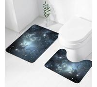 FEHWI Set Tappeti Bagno 2 Pezzi in Microfibra - Tappetino da Bagno Morbido e Antiscivolo - Durevole e Assorbente,Cielo stellato, intricato motivo di gas di camino illuminato dalle stelle vicine n