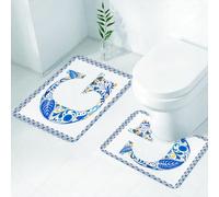 FEHWI Set Tappeti Bagno 2 Pezzi in Microfibra - Tappetino da Bagno Morbido e Antiscivolo - Durevole e Assorbente,Lettera G, Lettera G dei Fiori, Elementi Naturali in Tonalità Blu, Alfabeto della
