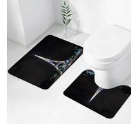 FEHWI Set Tappeti Bagno 2 Pezzi in Microfibra - Tappetino da Bagno Morbido e Antiscivolo - Durevole e Assorbente,Torre Eiffel di Parigi, paesaggio antico, Francia, monumenti, tema immagine vintag