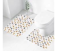 FEHWI Set Tappeti Bagno 2 Pezzi in Microfibra - Tappetino da Bagno Morbido e Antiscivolo - Durevole e Assorbente,Asilo nido, gattini allegri e divertenti in vari colori Animali sorridenti Carini