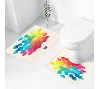 FEHWI Set Tappeti Bagno 2 Pezzi in Microfibra - Tappetino da Bagno Morbido e Antiscivolo - Durevole e Assorbente,Acquerello, Mongolfiera Colori dell'arcobaleno Belle forme del cuore Allegro Fe