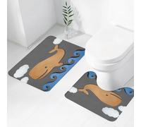 FEHWI Set Tappeti Bagno 2 Pezzi in Microfibra - Tappetino da Bagno Morbido e Antiscivolo - Durevole e Assorbente,Balena, carta di legno come una balena disegnata in aria con un'immagine di balena