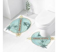 FEHWI Set Tappeti Bagno 2 Pezzi in Microfibra - Tappetino da Bagno Morbido e Antiscivolo - Durevole e Assorbente,Paradiso tropicale, paradiso tropicale per il surf, tour delle spiagge tropicali,